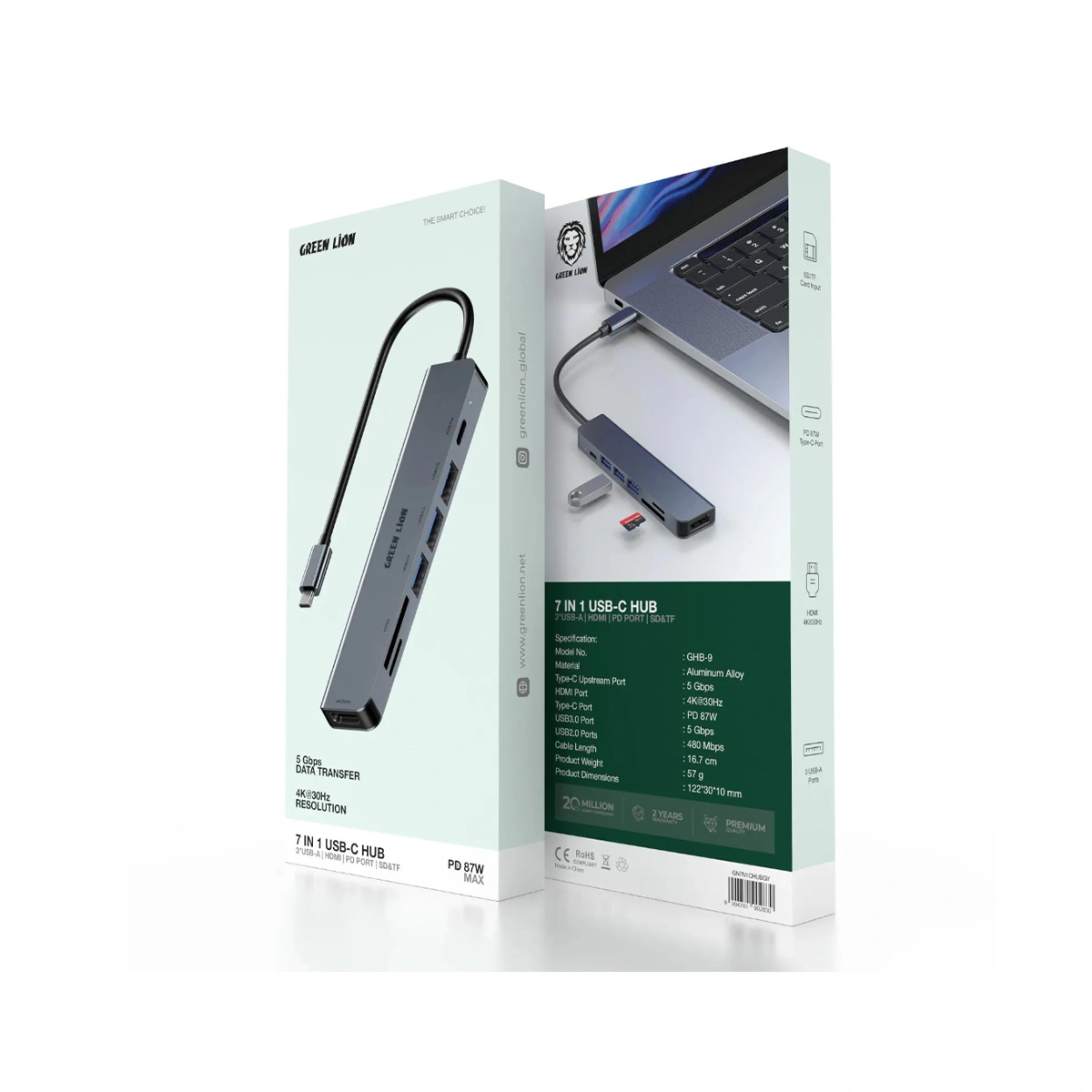 GN7N1CHUBGY1.webp هاب تایپ سی 7 کاره گرین لاین USB-C - Image 1