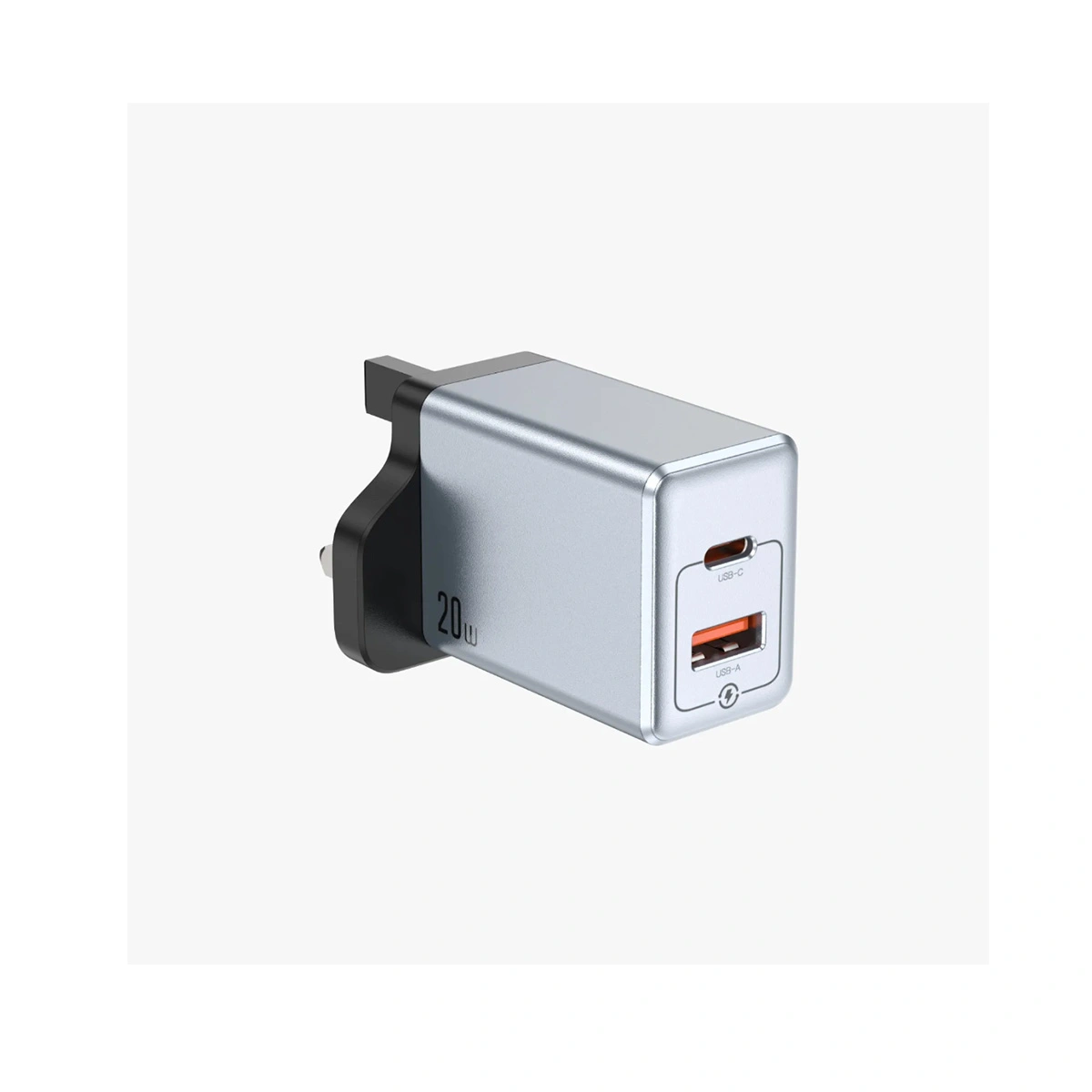 GNPD20W2UKGY2.webp شارژر دیواری دو پورت سری پریمیوم ۲۰ وات گرین لاین - Image 1